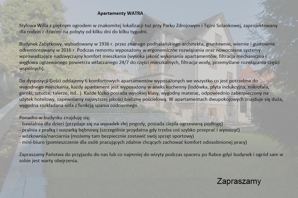 Apartamenty Watra Rabka-Zdrój Dış mekan fotoğraf